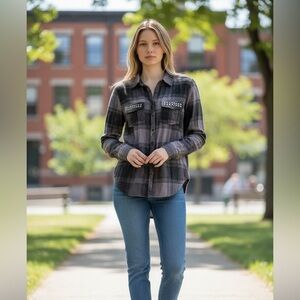 Maurices Gray Plaid Shirt